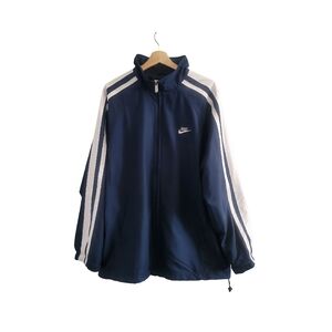 NIKE Navy Blue Men's Zip-up Track Jacket - Size Large